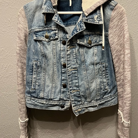 Free People Jackets & Blazers - Free People denim jacket with hood xs